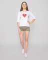 Shop Superman Floral Round Neck 3/4 Sleeve T-Shirt White (SML)-Design