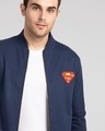 Shop Superman Logo Badge Zipper Bomber Jacket