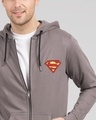 Shop Superman Logo Badge Zipper Hoodie
