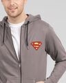 Shop Superman Logo Badge Zipper Hoodie-Front