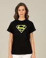 Shop Superman Neon Boyfriend T-Shirt (SML)-Front