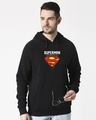 Shop Superman Texture Logo Stylised Panel Hoodie Sweatshirt (SML)-Front