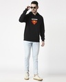 Shop Superman Texture Logo Stylised Panel Hoodie Sweatshirt (SML)-Design
