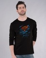 Shop Superman Torn Full Sleeve T-Shirt (SML)-Front