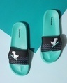 Shop Women's Blue Surf Dinosaur Lightweight Adjustable Sliders-Front