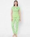 Shop Pista Green Printed Pyjama Set-Front