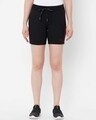 Shop Black Solid Shorts-Front