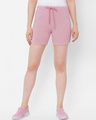 Shop Pink Solid Shorts-Front