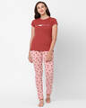 Shop Women's Cotton Graphic Print Top & Pyjama Set-Front