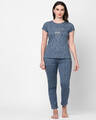 Shop Women's Cotton Graphic Print Top & Pyjama Set-Front