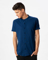 Shop Sydney Blue Mandarin Collar Pique Shirt-Front