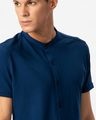 Shop Sydney Blue Mandarin Collar Pique Shirt