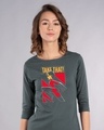 Shop Take The Kick Round Neck 3/4th Sleeve T-Shirt (DL)-Front