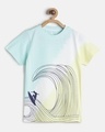 Shop Boys Sky Blue Ombre Printed T-shirt-Front