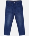 Shop Boys Blue Washed Slim Fit Jeans-Front