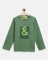 Shop Boys Olive Graphic Printed T-shirt-Front