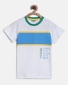 Shop Boys White Color Blocked T-shirt-Front