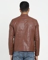 Shop Tan Solid Faux Leather Jacket-Design