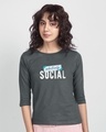 Shop Tape Social Round Neck 3/4th Sleeve T-Shirt-Front