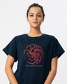 Shop Targaryen Fire And Blood Boyfriend T-Shirt (GTL)-Front