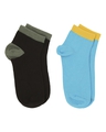 Shop Teal And Black Ankle Combo Socks-Front