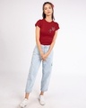 Shop Women's Red Teasing Mickey Slim Fit T-shirt-Full