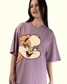 Shop Women's Purple Lola Bunny Graphic Printed Oversized T Shirt-Front