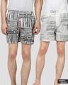 Shop Pack of 2 Men's White Text Boxers-Front
