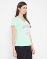 Shop Text Print Top In Mint Green 100% Cotton-Design