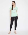 Shop Text Print Top In Mint Green 100% Cotton