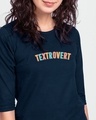 Shop Textrovert Round Neck 3/4 Sleeve T-Shirt Navy Blue-Front