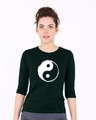 Shop Textured Yin Yang Round Neck 3/4th Sleeve T-Shirt-Front