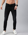 Shop Blue Chuck Knitted Tapered Slim Fit Jeans-Front