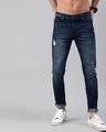 Shop Blue Danny Ripped Tapered Slim Fit Jeans-Front