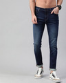 Shop Blue Eddie Spray On Tapered Slimfit Jeans-Front