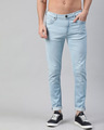 Shop Blue Nick Knitted Tapered Slim Fit Jeans-Front