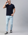 Shop Blue Nick Knitted Tapered Slim Fit Jeans-Full