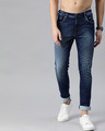 Shop Blue Sid Knitted Tapered Slim Fit Jeans-Front