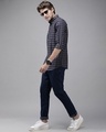 Shop Men's Blue Luxury Giza Cotton Button-down Checkered Formal Shirt-Front
