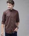 Shop Men's Red Luxury Giza Cotton Button-down Checkered Formal Shirt-Front