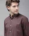 Shop Men's Red Luxury Giza Cotton Button-down Checkered Formal Shirt-Design