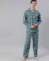 Shop Men Pure Cotton Printed Nightsuit(Tbh Swan Bl)-Front