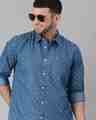 Shop Men's Blue Printed Denim Shirt-Front