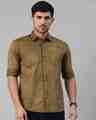 Shop Men's Green Double Pocket Overshirt-Front