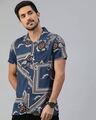 Shop Men's Printed Bowling Collar Shirt-Front