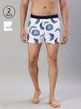 Shop Pack of 2 Men's Blue & White Printed Knited Boxers-Front