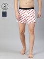Shop Pack of 2 Men's White & Blue Printed Knited Boxers-Front