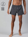 Shop Pack of 2 Men's Blue & Grey Printed Woven Boxers-Front