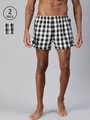 Shop Pack of 2 Men's Black & White Checked Woven Boxers-Front