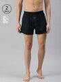 Shop Pack of 2 Men's Black & White Printed Woven Boxers-Front